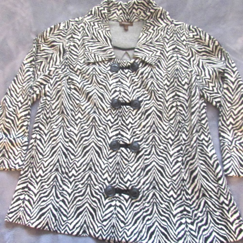 Tesori- Zebra Print, Button-Down Flounce Jacket/C… - image 6